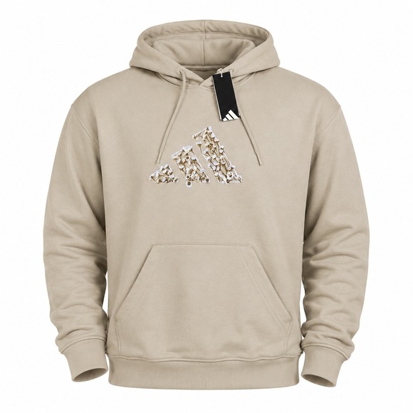 adidas Tops - Adidas Trefoil Floral Logo Hoodie Womens XL Beige Pullover Fleece Sweatshirt